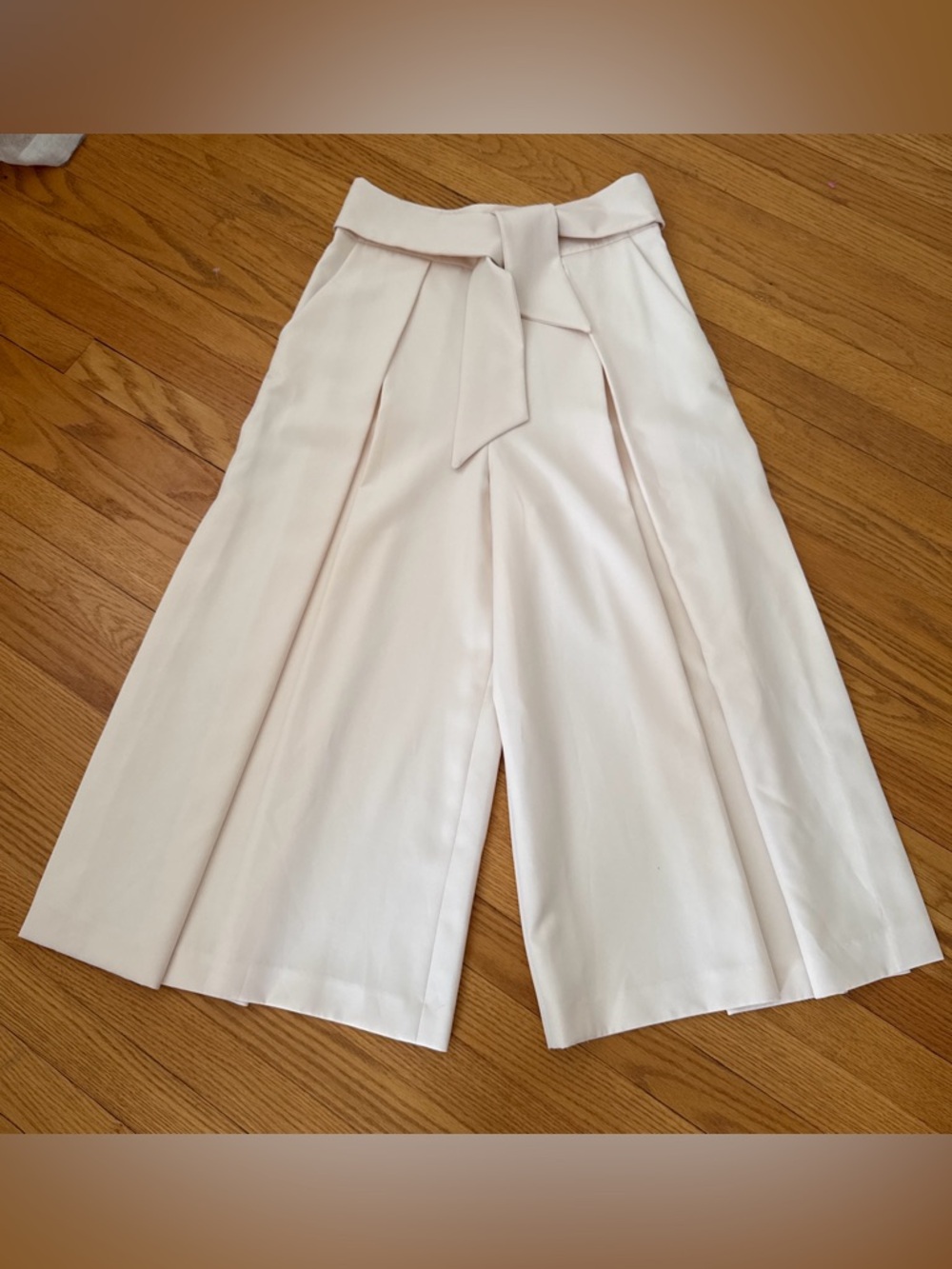 Milly Trouser culotte Pants sz 8 Pleated Side Slits Sash Tie Belt